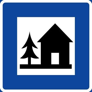 Road sign for hostel in Sweden